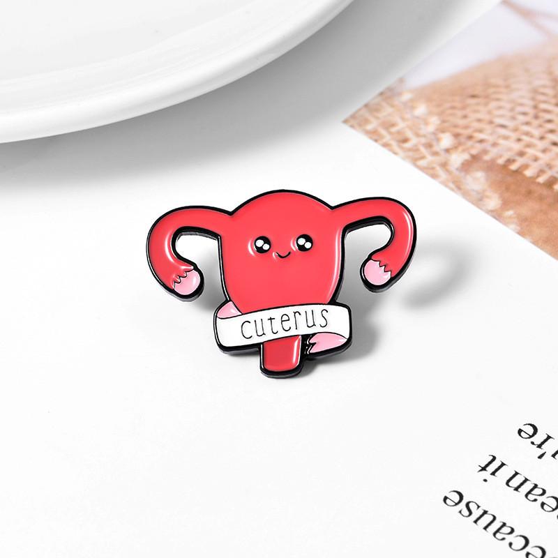 Unique Cartoon Uterus Shaped Alloy Brooch Creative Personalized Enamel Pin For All Genders