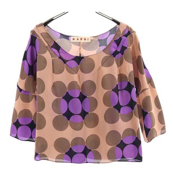 

MARNI 100% silk Overall handle Five-quarter sleeve Cut 42 Brown Women Used