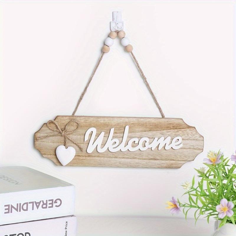 Vintage Welcome Sign Hanging Decor with Small Heart Ornament Home Kitchen Bathroom Living Room Bedroom Restaurant Outdoor Use