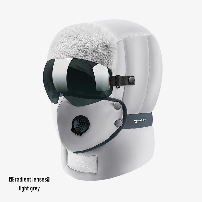 Winter Lei Feng Hat for Men & Women: Outdoor Skiing, Velvet-lined, Warm with Goggles, Windproof & Waterproof