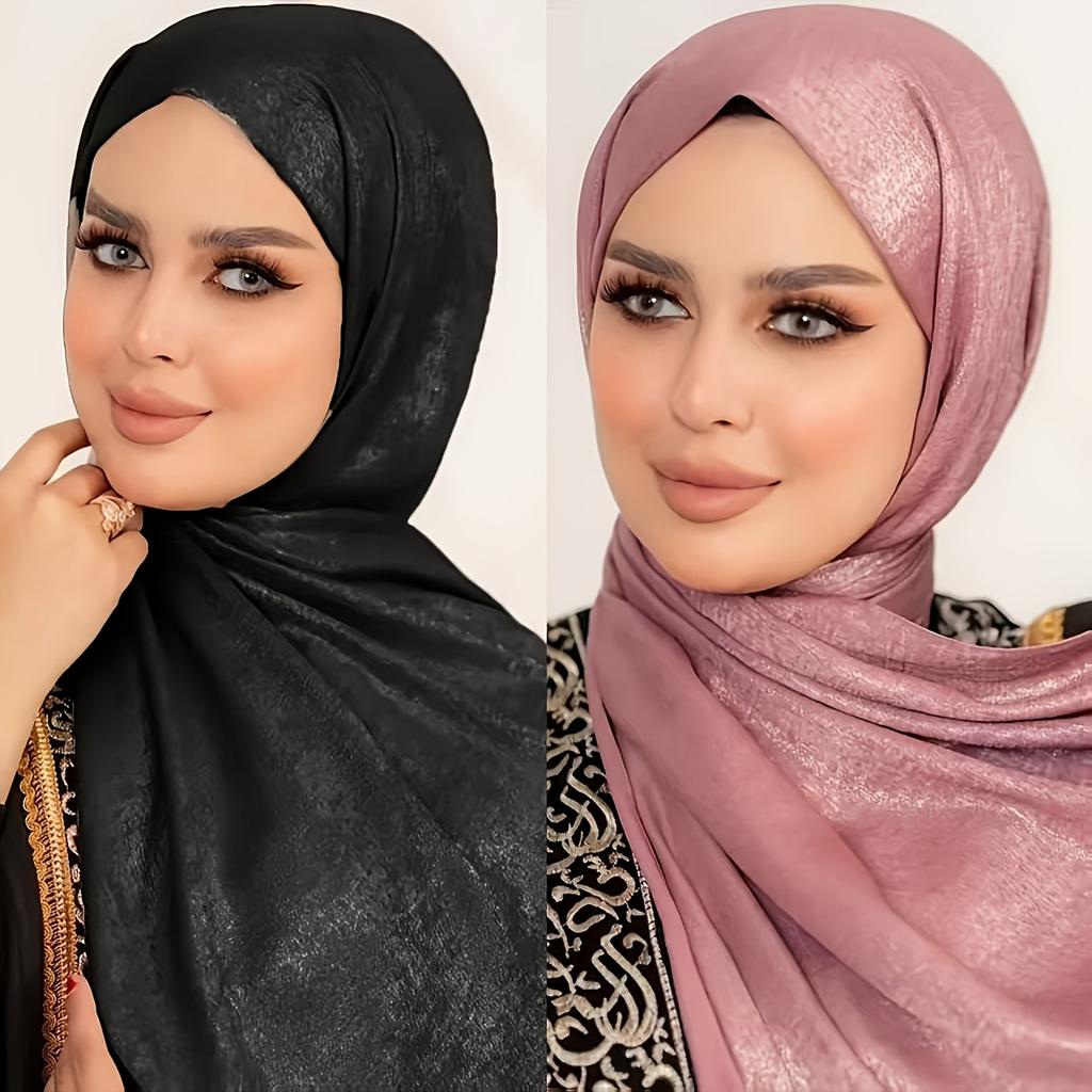 Premium Shiny Hijab Silk Scarfs Woman Muslim Hijab Head Scarf Headwraps Fashion Bufandas Silk Scarves Shawl Headband