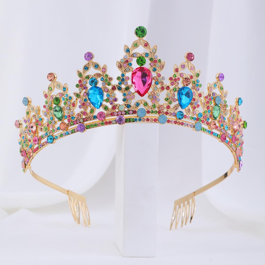 Jewel Bride Bridesmaids Comb Crown Baroque Birthday Wedding Banquet Headwear Crown Headband