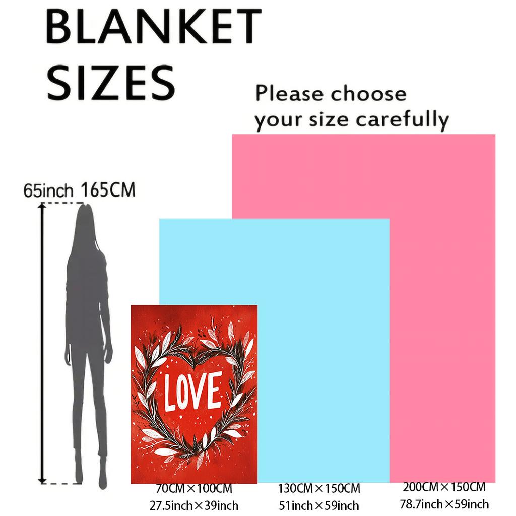 Romantic Theme for Valentine's Day Flannel Printed Blanket Suitable for All Seasons Suitable for Living Room Office Sofa Travel