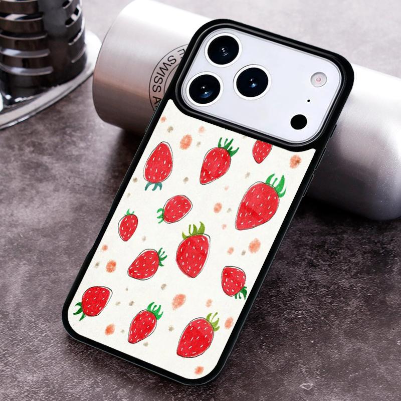 Rosa Kirschen Kirsch Erdbeer Handyhülle für iPhone 17 16 15 Pro Max Air 14 13 12 11 Plus Stoßfeste Capa Abdeckung