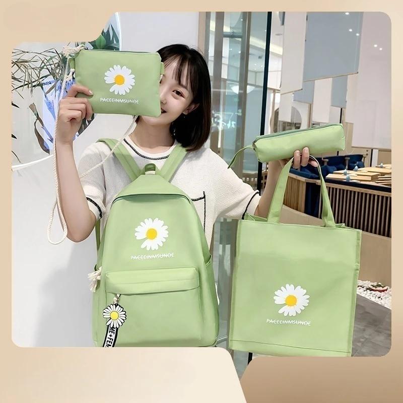 4Pcs Schoolbag Female Backpack Primary School Junior High School Travel Backpacks for School Bag Popular Black Backpack Girls