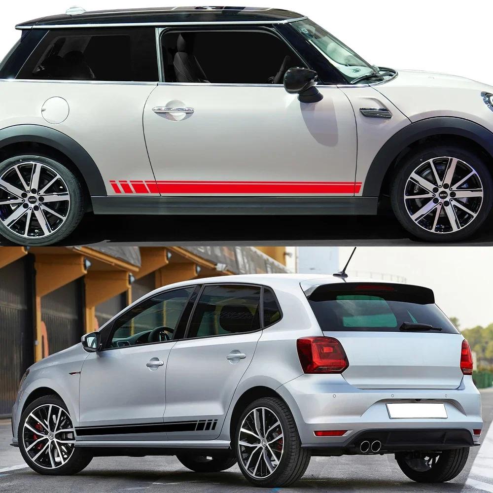 2PCS Car Side Stickers For VW Volkswagen Polo 6R 6C 9N2 9J GTI Auto Modification PVC Racing Style Decals Car Tuning Accessories