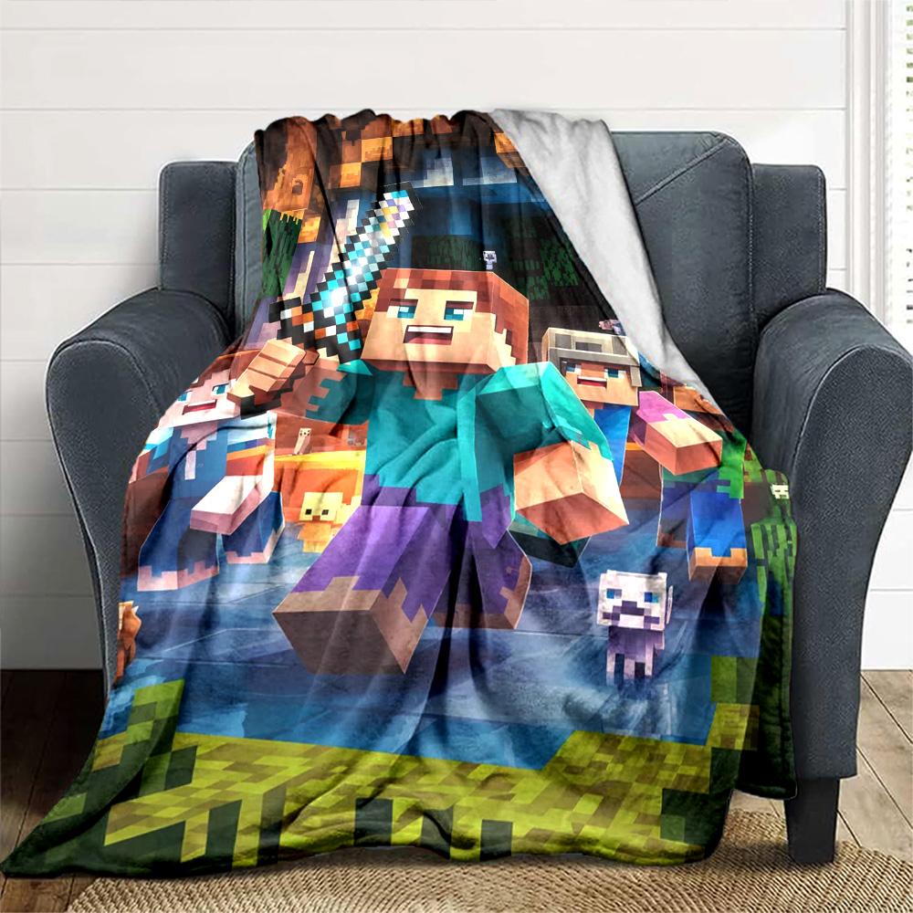 Minecraft Blanket Soft & Cozy Great for Office Chair Picnics Couch All-Season Use Digital Print Ideal Gift for Friends Family Couples Picnic