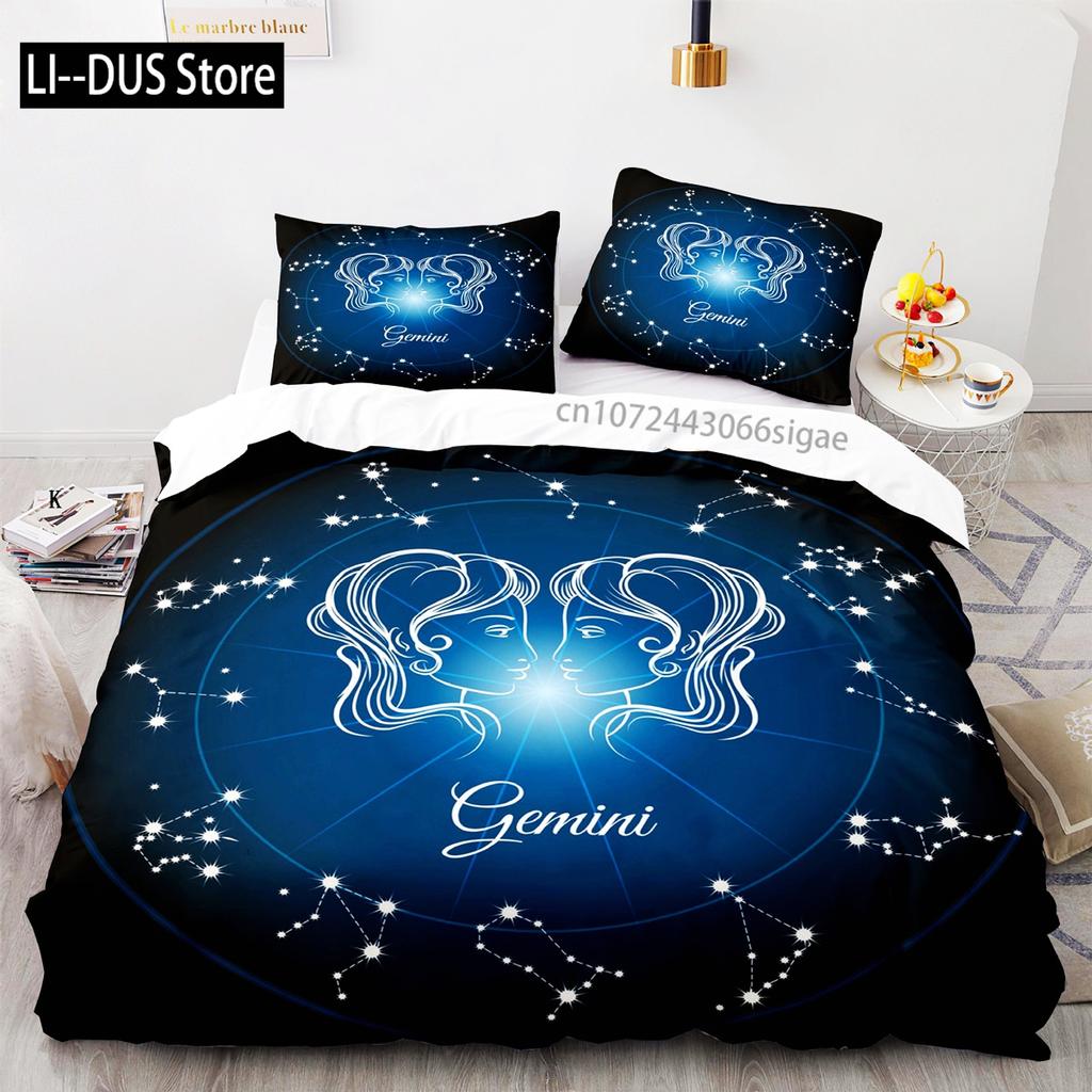 Comforter Constellation Aries Galaxy Theme 2/3Pcs Twin Bedding Set King Size Polyester For Constellation Lover