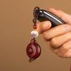 Rosewood Handle Pot Car Key Pendant Teapot Keychain for Men