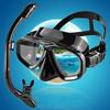 Twin Lens Snorkel Mask Set, Tempered Glass Anti-fog Leak Proof Dive Mask with Wet Snorkel