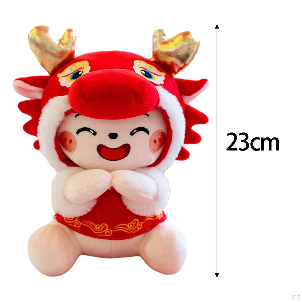 23cm Cartoon Chinese Dragon Pillow Stuffed Animal Toy Chair Cute Spring Festival Decoration