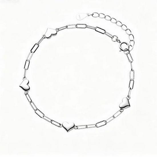 Nalan S925 Sterling Silver Korean Sweetheart Bracelet with Delicate Flower Clasp - Women's Jewelry S4160