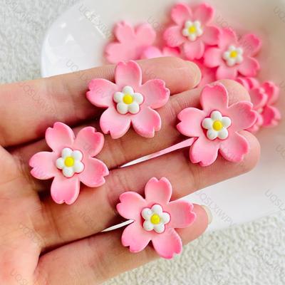 10 New Resin Pink Cherry Blossom Flat Back Flower Accessories Diy Jewelry Decoration Crafts A151