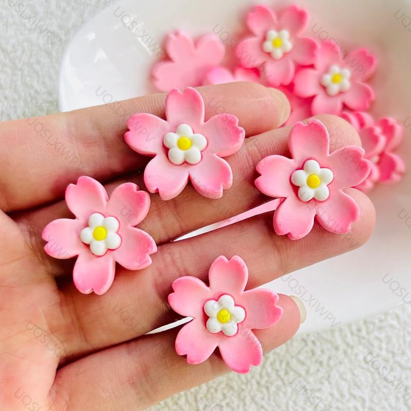 

10 New Resin Pink Cherry Blossom Flat Back Flower Accessories Diy Jewelry Decoration Crafts A151