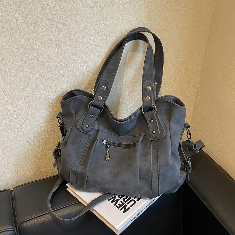 Womens Faux Leather Handbag Large Capacity Casual Shoulder Tote Purse for Travel
