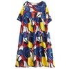 Simple Literary Rustic Style Small Fresh Summer New Loose Thin Abstract Print Short-sleeved Dress Female