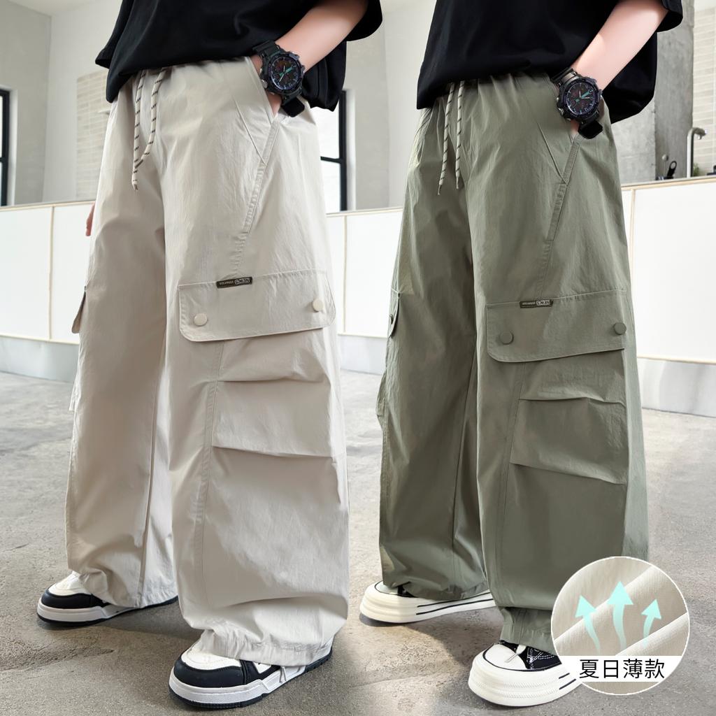 Boys' quick drying work pants 2026 new style, children's mid to large boys' straight leg wide leg casual pants, summer thin version