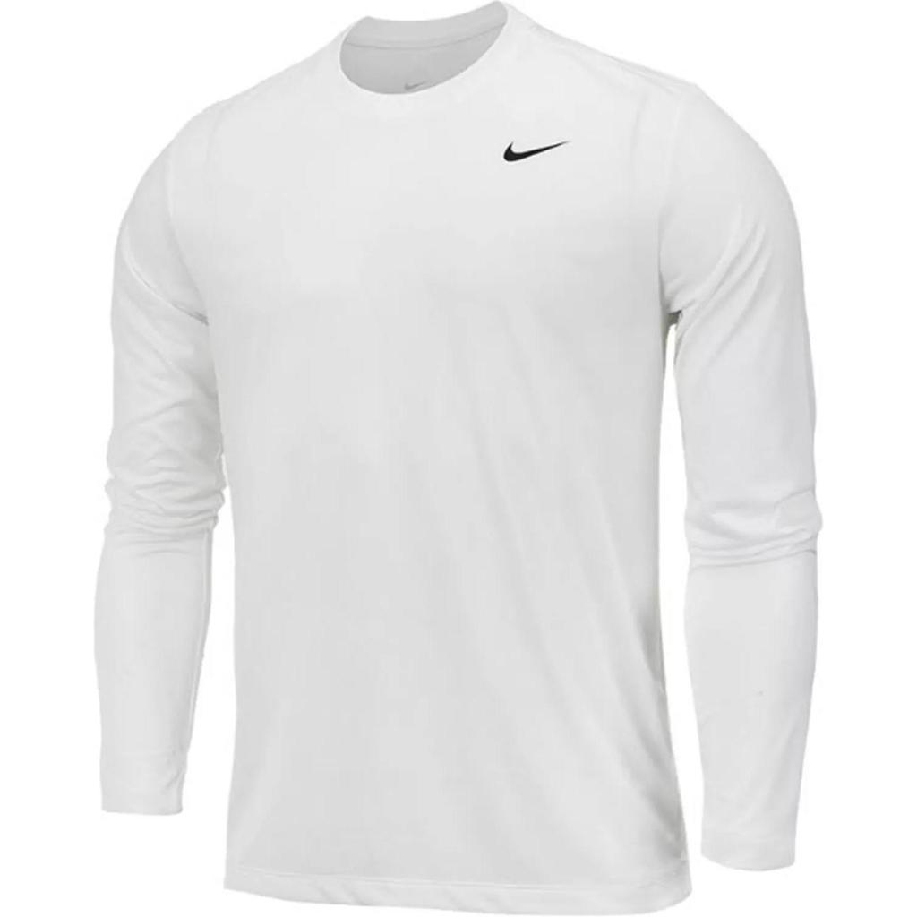 Nike Dri-FIT Logo Print Crew Neck Long Sleeve Pullover T-Shirt Men Tops White DX0994-100