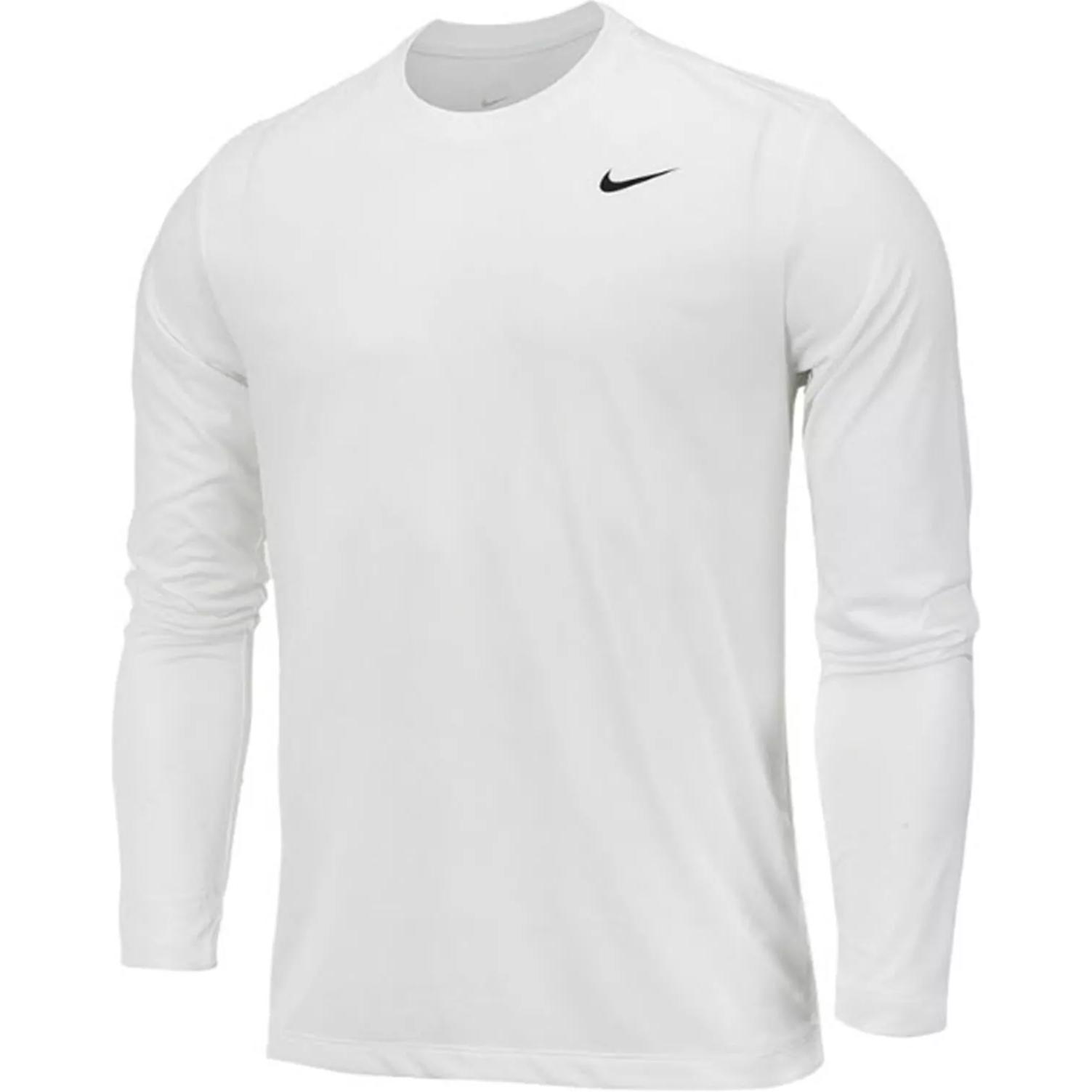 

Nike Мужская пуловерная футболка с круглым вырезом и длинными рукавами Dri-FIT, белые топы, белый DX0994-100 M