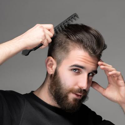 Zusammenklappbarer 2-in-1 Haarkamm für Männer, Stylingkamm für fluffige Textur, voluminöser breitzinkiger Taschenkamm für Reisen, tägliches Haar-, Bart- und Schnurrbart-Styling