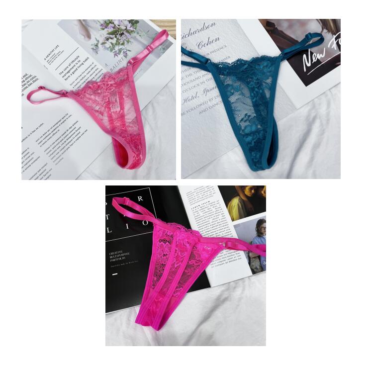3Pcs/Set Adjustable Belt Sexy Women Lace Thong Panties Low Waist G-String Underwear Hollow Out Lace Lingerie