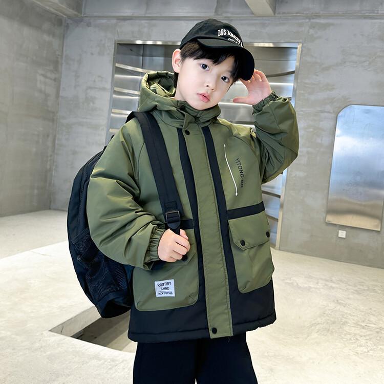 

Пальто из кроличьего меха средней длины для мальчиков, с флисовой подкладкой, осень/зима 2025 130 cm зелёный