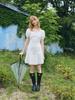 Oal Drawstring Puff Mini Dress_White