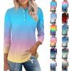 Womens Fall Long Sleeve Henley V Neck Tops Button Down Casual Loose Fit Gradient Blouse Tunic Tee Shirts