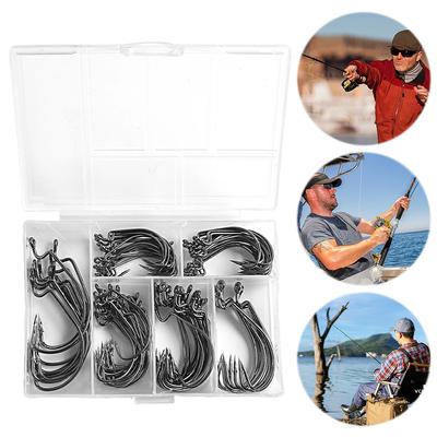 100Pcs Fishing Hooks Set Barbed FishHooks Crank Hooks High Carbon Steel Fish Hooks Fishing Accessories