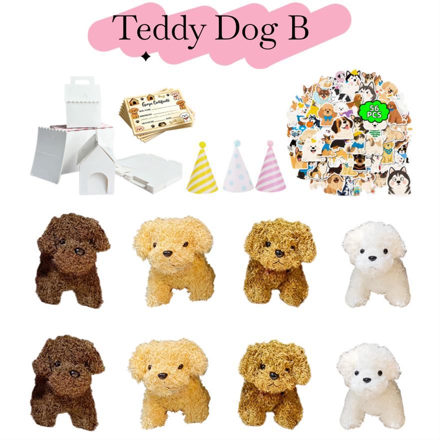 8-24Set Teddy Dogs DIY Adopt A Puppy Party Favors Mini Plush Puppy Stuffed Dogs with House and Stickers for Birthday Party Gifts