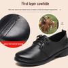 Genuine Leather Soft Sole Non-slip Lace-up Flats for Women, Plus Size, Round Toe, Autumn Style.