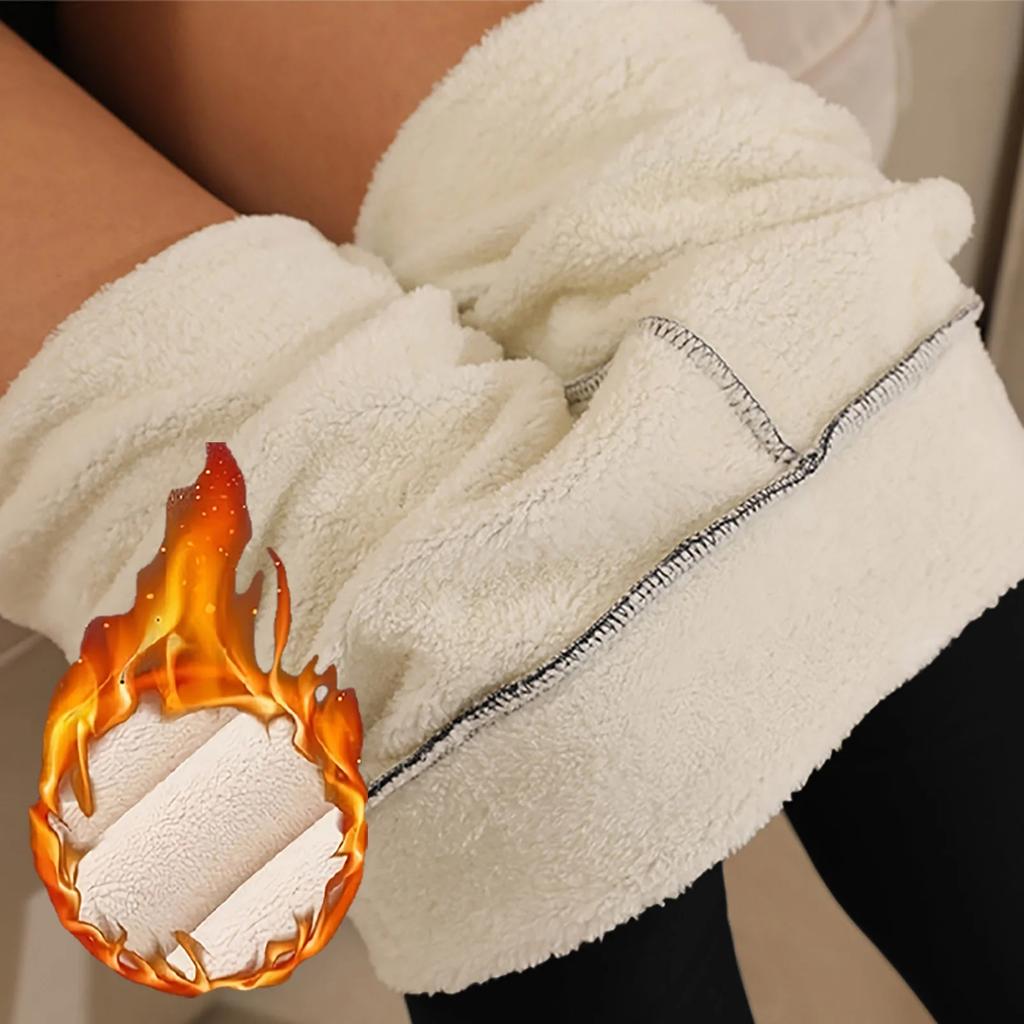 Ladies' Lamb Wool Thickened High Waisted Slimming Pencil Pants With Bottom And Warm Pants