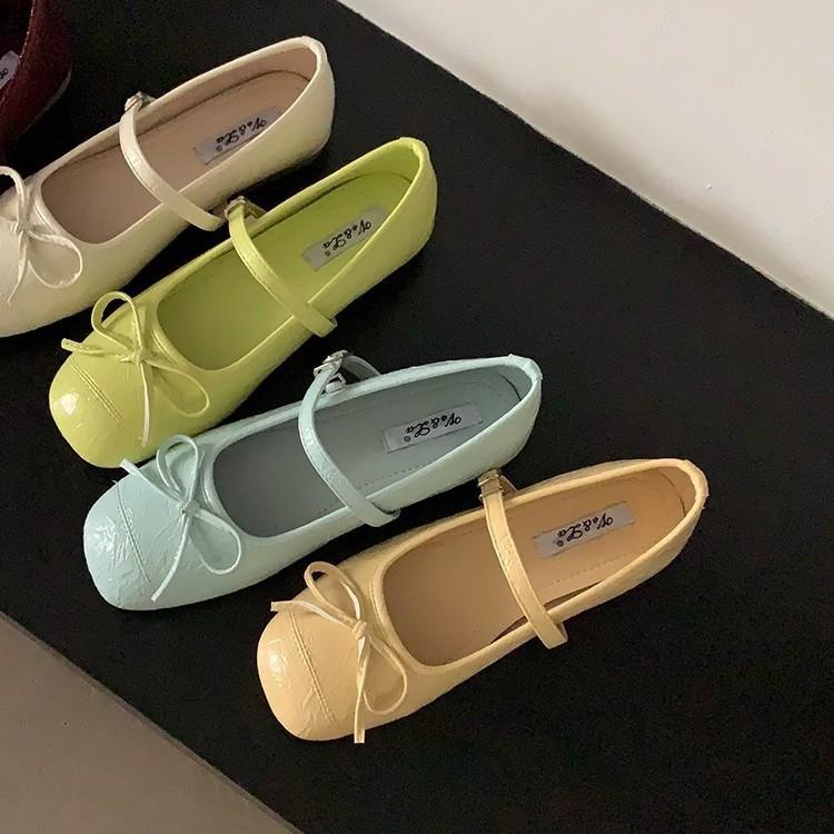 Mary Janes mit französischer Schleife Ballerinas flache Schuhe Frühling retro sanft flacher Ausschnitt Einzelne Schuhe Damenschuhe weiche Sohle