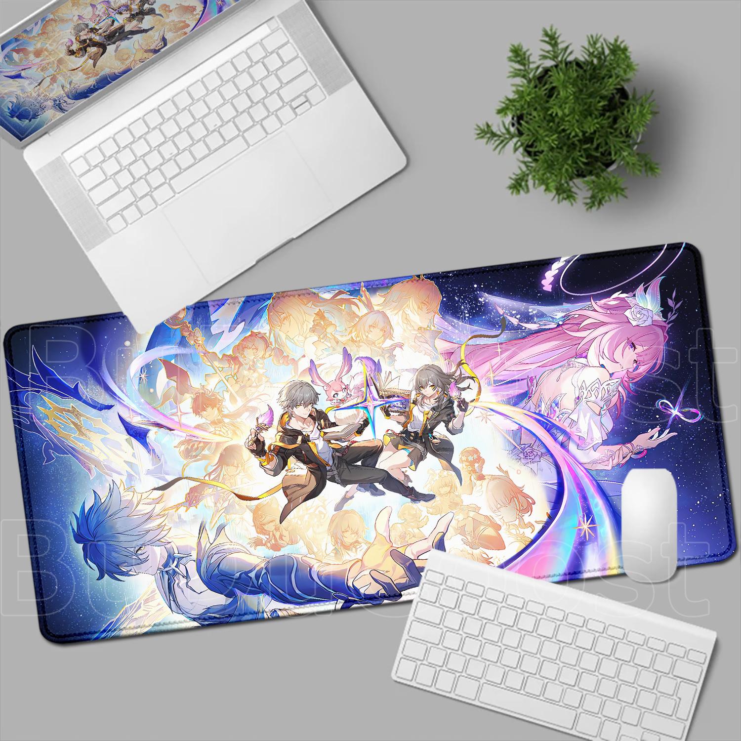 Amphoreus New HD Print Rubber Keyboard Mats Honkai Star Rail Cyrene Phainon Mousepad Chrysos Heir Mouse Pad Computer Accessories 800x300x2mm