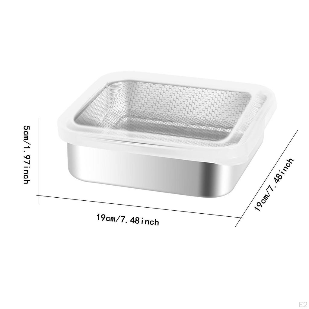 Stainless Steel Food Container with Strainer Colander Set Fridge Organizer Bin for Lettuce