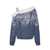 Women's And Winter Long Sleeved Single Shoulder Strap Printed Pullover Top