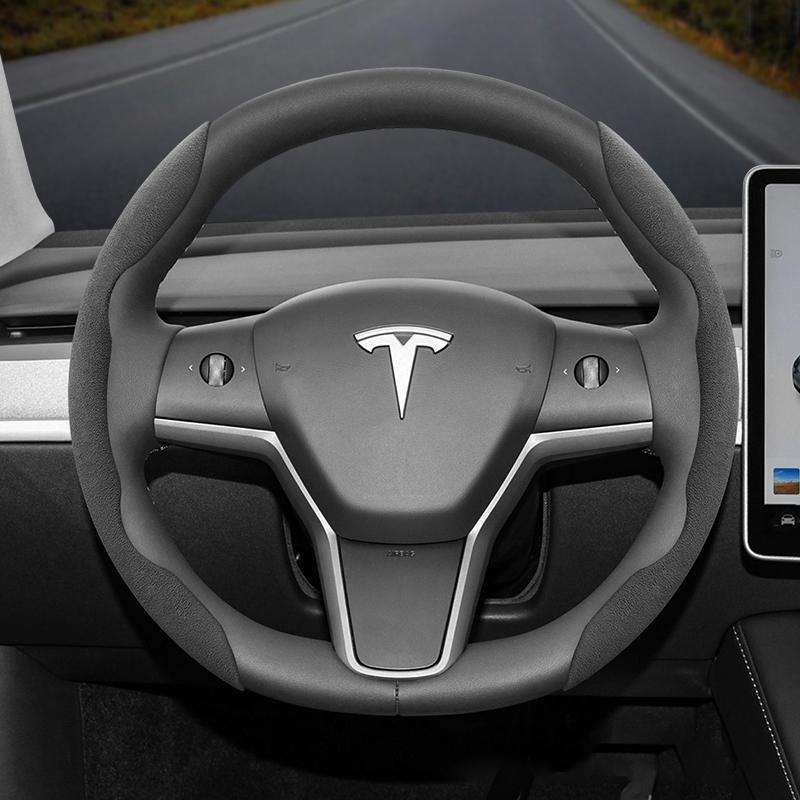 Suitable for Tesla Anti-Slip Buckle Segmented Suede Steering Wheel Cover Suitable for Model 3 Highland 2024 Y X S Juniper Cybertruck Accessories