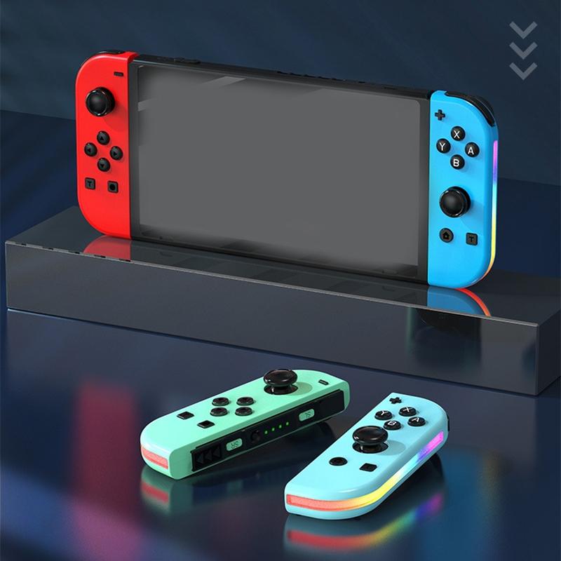 Joypad para interruptor RGB luz de despertar vibração brilho controlador esquerda e direita bluetooth-compatível gamepad para