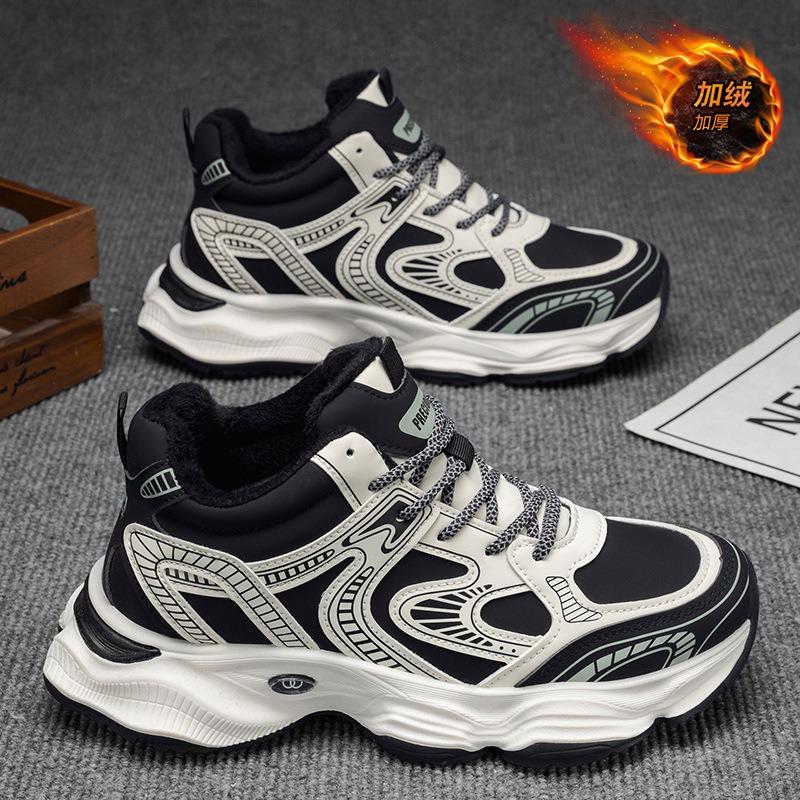 Winter men's shoes velvet high-top sports shoes men's trend versatile thick-soled thickened warm cotton shoes casual shoes