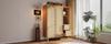 Wardrobe country house style oak 161x120x48 cm wood, 2 doors, 2 drawers, open shelves, with clothes rail, ideal for bedroom and hallway