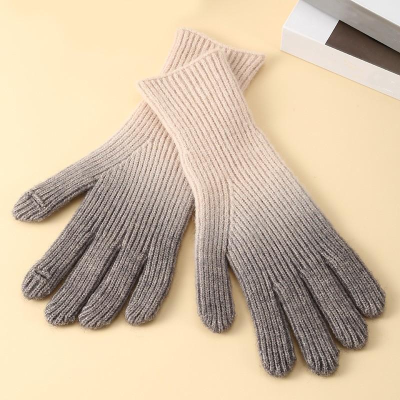 Winter Gradient Color Warm Knitted Gloves