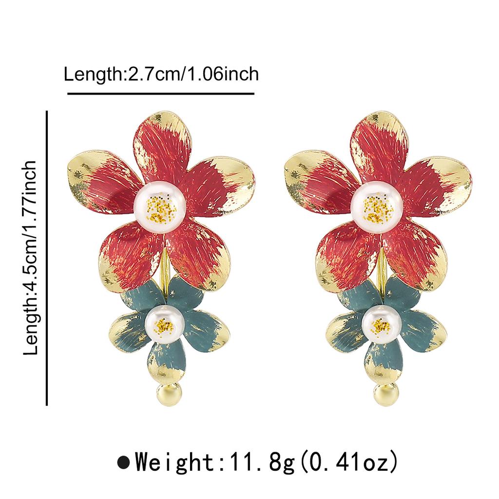Fashion Runway Style Enamel Flower Earrings Women Minority Design Exquisite Ins Style Same Style Fashion Ear Jewelry