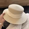 Fashion Wide Brim Summer Sun Hats UV Protection Ribbon Decor Flat Top Hat Versatile Adjustable Beach Hats for Women