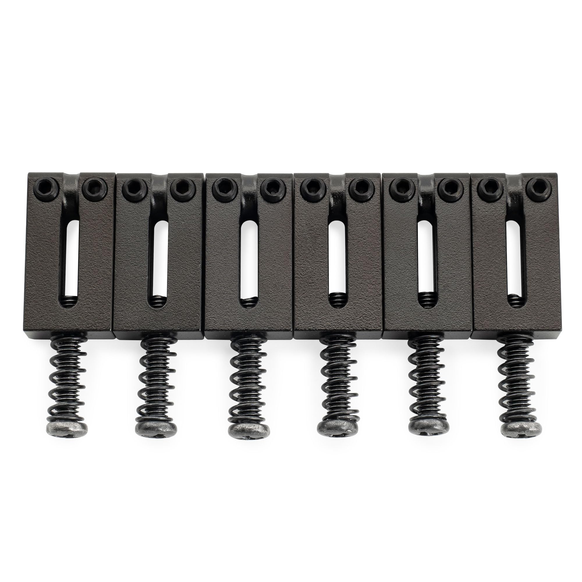Musiclily Ultra 10.8mm Brass Bridge Saddles for Strat/Telecaster Electric Guitars, Black (Set of 6)