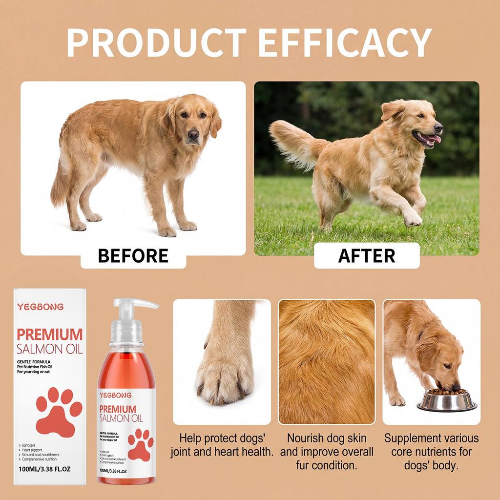 YEGBONG Pet Salmon Oil for Dogs: Enhances Coat Smoothness & Shine, Nutritional Care