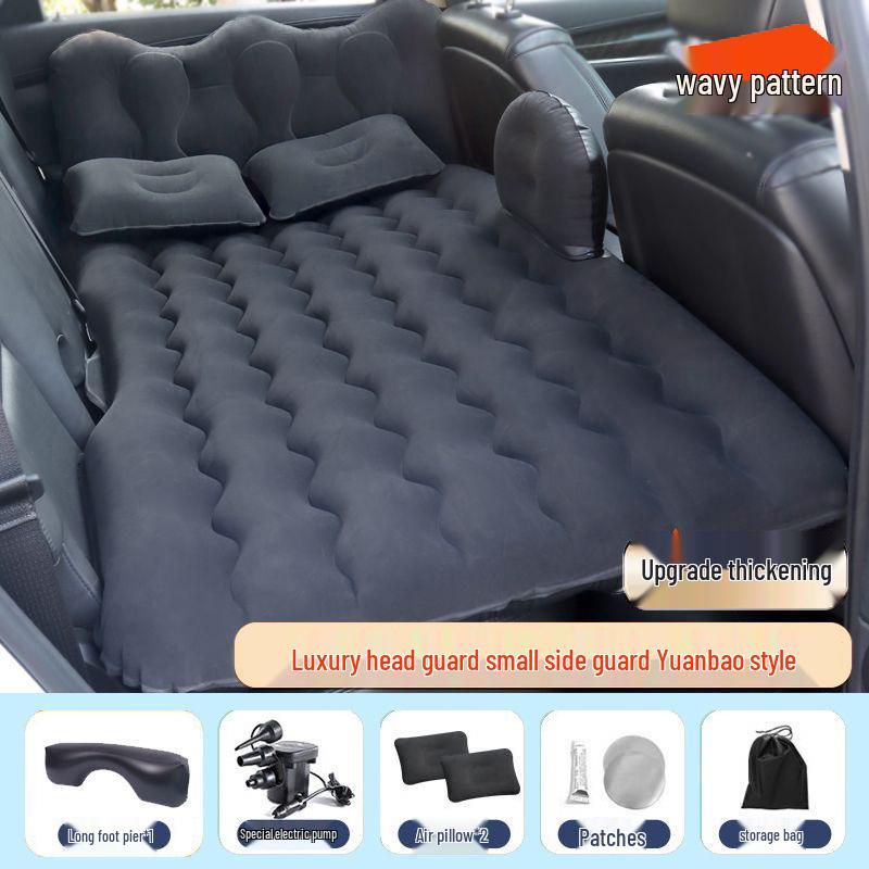 Universal Inflatable Car Mattress - Portable Folding Flocked Bed for Back Seat, SUV, and Sedan Trunk