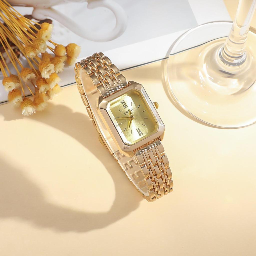 Simple Fashion Octagonal Glass-Studded Ladies' Casual Wristwatch