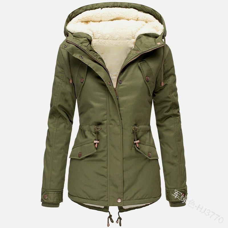 Winter new hot-selling hooded waist thin piled thickened warm cotton-padded clothes women's medium and long cotton jacket