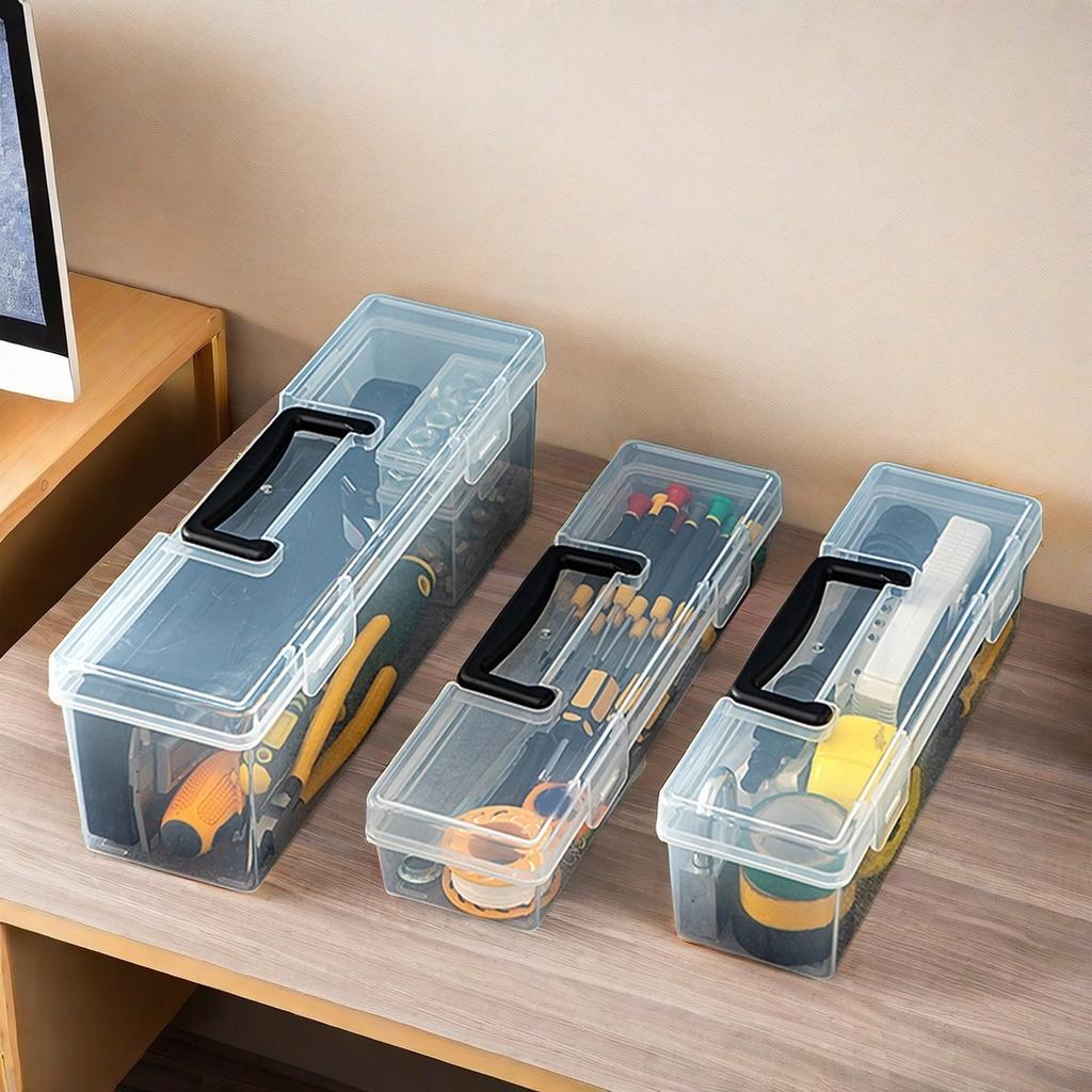 Genomskinlig Plastverktygslåda Med Handtag Bärbar Dammtät Verktygsförvaring Multifunktionell Stor Kapacitet Hårdvaruverktygslåda