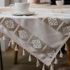 Vintage Rustic Tablecloth - White Lace Design Rectangular Table Cover, Machine-Made Adhesive Material for Weddings, Parties, Home Decor Dining Camping